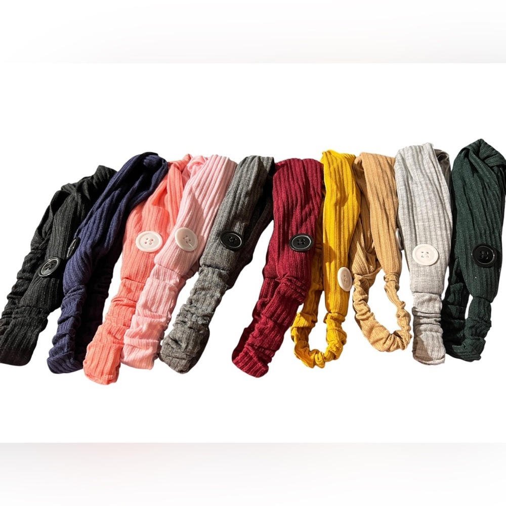 Lot of 10 Crossover Headbands with Buttons - Picture 2 of 6